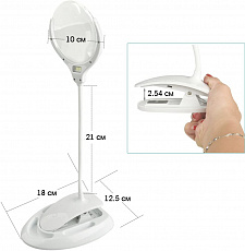 Лупа настольная с подсветкой на гибкой ноге с прищепкой 2 в 1 Орбита OT-INL51