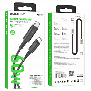 BOROFONE BU38 Черный кабель PD60W (TYPE-C-TYPE-C) 1.2м