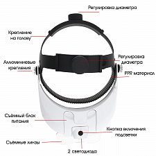 Лупа налобная увеличительная с подсветкой Орбита OT-INL09