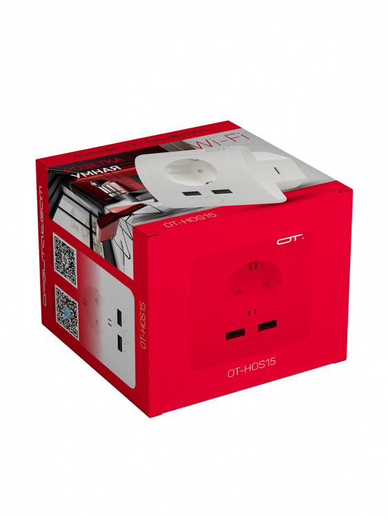 Умная розетка с USB Wi-Fi 16A Орбита OT-HOS15