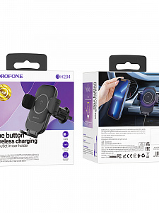 BOROFONE BH204 Черный держатель для смартфонов + беспроводное ЗУ 10W (в воздуховод)