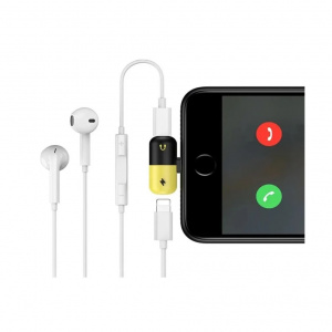 TDS GL-012 двойной адаптер/переходник для наушников (штекер Lightning - 2 гнезда Lightning)