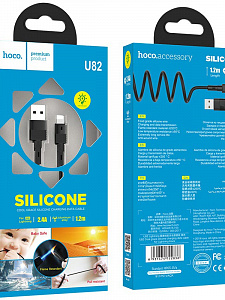 HOCO U82 Черный кабель USB 2.4A (iOS Lighting) 1.2м