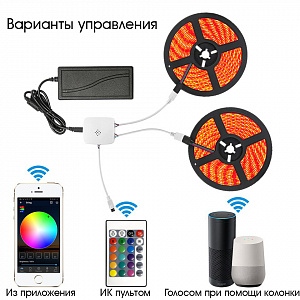 Огонек OG-LDL26 LED контроллер DC 5-28В (Wi-Fi, 2*RGB, 2*4PIN, пульт)