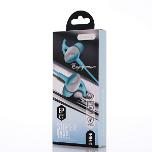 EZRA EP07 Голубые наушники вакуум - гарнитура (3.5мм)