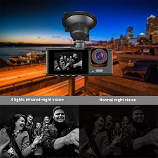 Видеорегистратор автомобильный 3 в 1 с двумя камерами в салон и заднего вида TDS TS-CAR51А