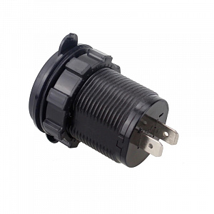 Розетка питания на 2 USB гнезда12-24В круглая TDS TS-CAU49 Красная