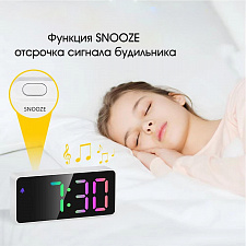 Орбита OT-CLT09 Белые часы настольные RGB (будильник, температура, дата)