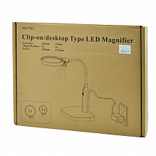 Лупа настольная с подсветкой на гибкой ноге с прищепкой 2 в 1 Орбита OT-INL76