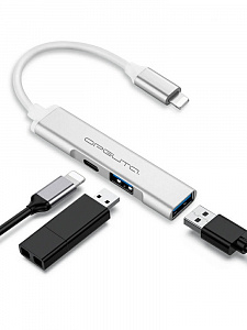 USB HUB 2.0, разветвитель Lightning на 3 порта Орбита OT-PCR19