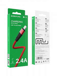 BOROFONE BU10 Красный кабель USB 2.4A (iOS Lighting) 1.2м