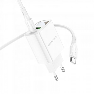BOROFONE BA78A Белый ЗУ с USB/PD + кабель Type-C - Type-C 1м (QC3.0+PD20W,3000mA)