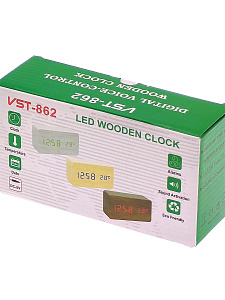 VST 862-1 Красные часы настольные (СВЕТЛО-коричневый)(без блока)