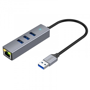 HOCO HB34 концентратор USB (3*USB 3.0, RG45) 1.5м
