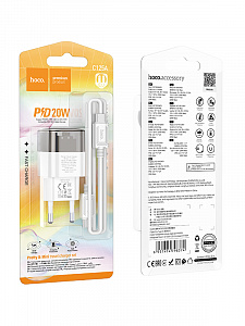 HOCO C125A Черный ЗУ с TYPE-C + кабель Type-C (PD20W, 3000mA)
