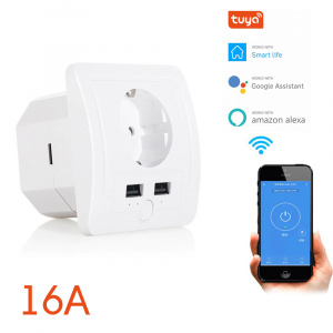 Умная розетка с USB Wi-Fi 16A Орбита OT-HOS15