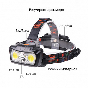 Патриот PT-FLG36 фонарь налобный (3L, аккум, 2*18650)