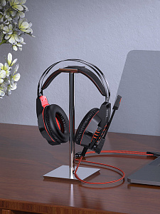 HOCO W102 Красные наушники для ПК (3.5 мм/USB)