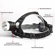 Патриот PT-FLG07 фонарь налобный (1L, 2*18650, ZOOM, Т6)