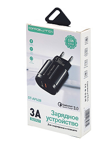 Зарядное устройство для телефона, Быстрая зарядка 20W адаптер QC 3.0 Орбита OT-APU28 Черный