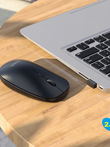 HOCO GM15 Черная мышь беспроводная (USB, 2.4ГГц+ВТ, 10м)