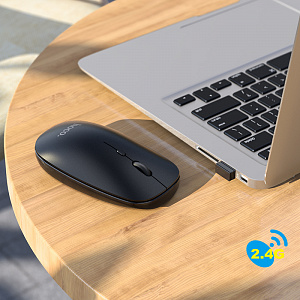 HOCO GM15 Черная мышь беспроводная (USB, 2.4ГГц+ВТ, 10м)