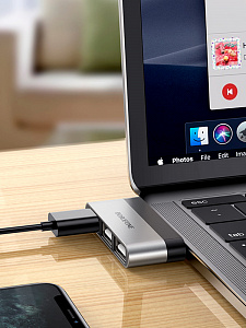 BOROFONE DH1 переходник (гнездо USB3.0/2.0/2.0 - штекер Type-C)
