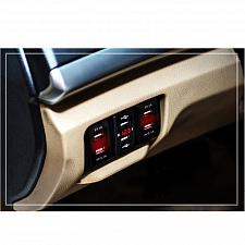 Розетка питания. Разъем в авто врезной на 2USB гнезда12-24В TDS TS-CAU47 Зеленая