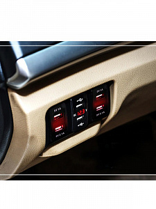 Розетка питания. Разъем в авто врезной на 2USB гнезда12-24В TDS TS-CAU47 Зеленая