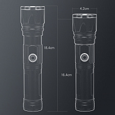 Патриот PT-FLR38 Черный фонарь ручной (1L, 18650.,ZOOM)