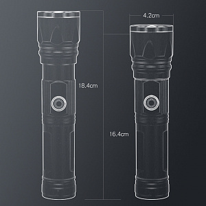 Патриот PT-FLR38 Черный фонарь ручной (1L, 18650.,ZOOM)