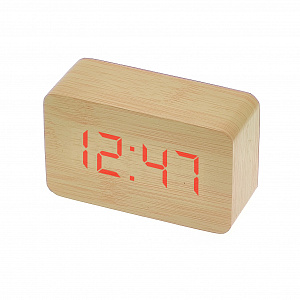 VST 863-1 Красные часы настольные (СВЕТЛО-коричневый)(без блока)