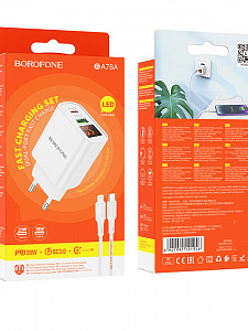 BOROFONE BA78A Белый ЗУ с USB/PD + кабель IOS Lighting - Type-C 1м (QC3.0+PD20W,3000mA)