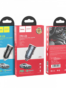HOCO Z32B Черный ЗУ авто USB (PD27W+QC3.0,4500mA)