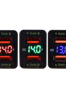 Розетка питания на 2 USB гнезда12-24В TDS TS-CAU56 Зеленая