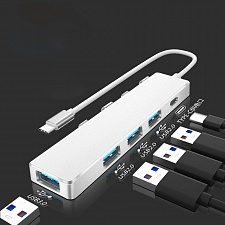 Орбита OT-PCR20 Серебро концентратор USB 2.0 (4*USB+Type-C)