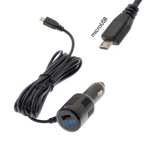 Зарядное устройство для видеорегистратора и навигатора microUSB + USB TDS TS-CAU63