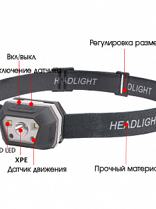 Патриот PT-FLG39 фонарь налобный (3L, аккум, дат.движ)