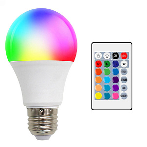 Лампочка светодиодная E27 с пультом управления 9Вт Огонёк OG-LDP39