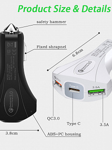 TDS TS-CAU34 Белый ЗУ авто USB (QC3.0,3500mA)