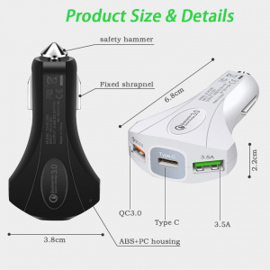 TDS TS-CAU34 Белый ЗУ авто USB (QC3.0,3500mA)