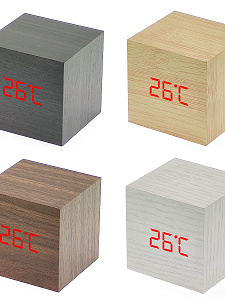 Часы электронные настольные, будильник и термометр от сети деревянные VST 869-1 Светлое дерево