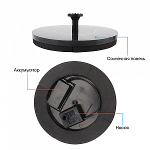 Фонтан садовый на солнечной батарее 18 см, 250м3/час Огонёк OG-HOG09