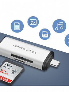 Картридер универсальный, переходник Type-C, USB для карт памяти MICRO SD, SD Орбита OT-PCR14