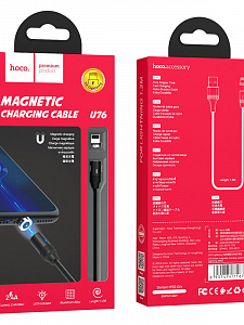 HOCO U76 Черный кабель магнитный USB 2A (iOS Lighting) 1.2м