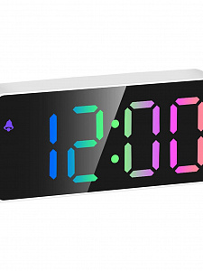 Орбита OT-CLT09 Белые часы настольные RGB (будильник, температура, дата)
