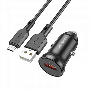 BOROFONE BZ18 Черный ЗУ авто USB + кабель Micro USB (QC3.0, 3000mA)