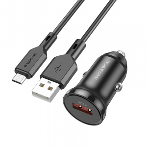 BOROFONE BZ18 Черный ЗУ авто USB + кабель Micro USB (QC3.0, 3000mA)