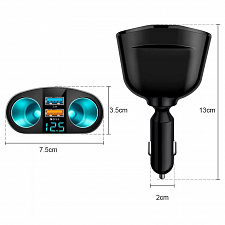 Разветвитель прикуривателя автомобильный на 2 гнезда + 2*USB TDS TS-CAU68A