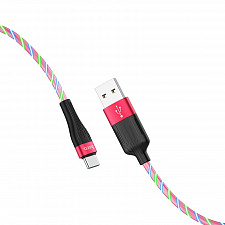 HOCO U85 Красный кабель USB 2A (TYPE C) 1м LED
